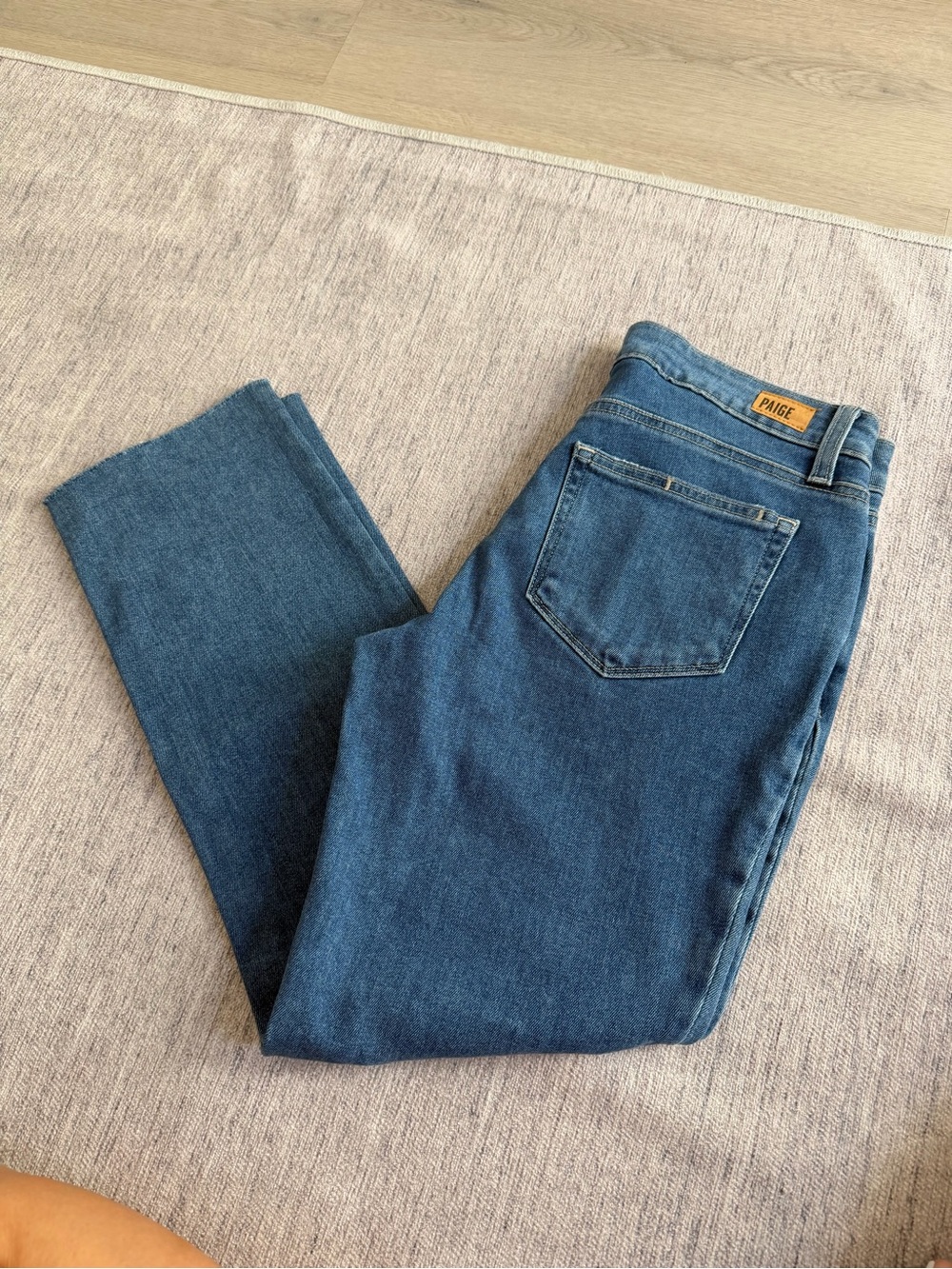 PAIGE Brigitte Mid Blue High-Rise Straight Leg Jeans